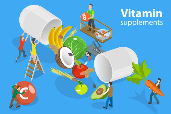 3D Isometric Flat Vector Conceptual Illustration of Nutritional Supplement. — Stock Vector