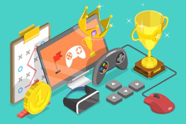 eSport Rekabetinin 3B Isometric Düz Vektör Kavramsal İllüstrasyonu