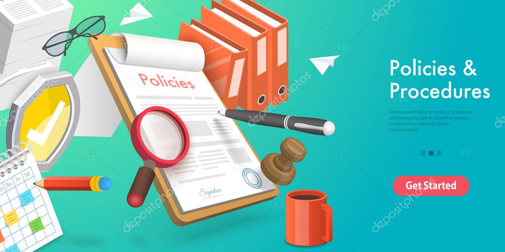 3D Vector Conceptual Illustration of Policies and Procedures