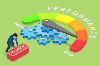 Verimli Performans Yönetim Sistemi 'nin 3B Isometric Düz Vektör Kavramsal İllüstrasyonu