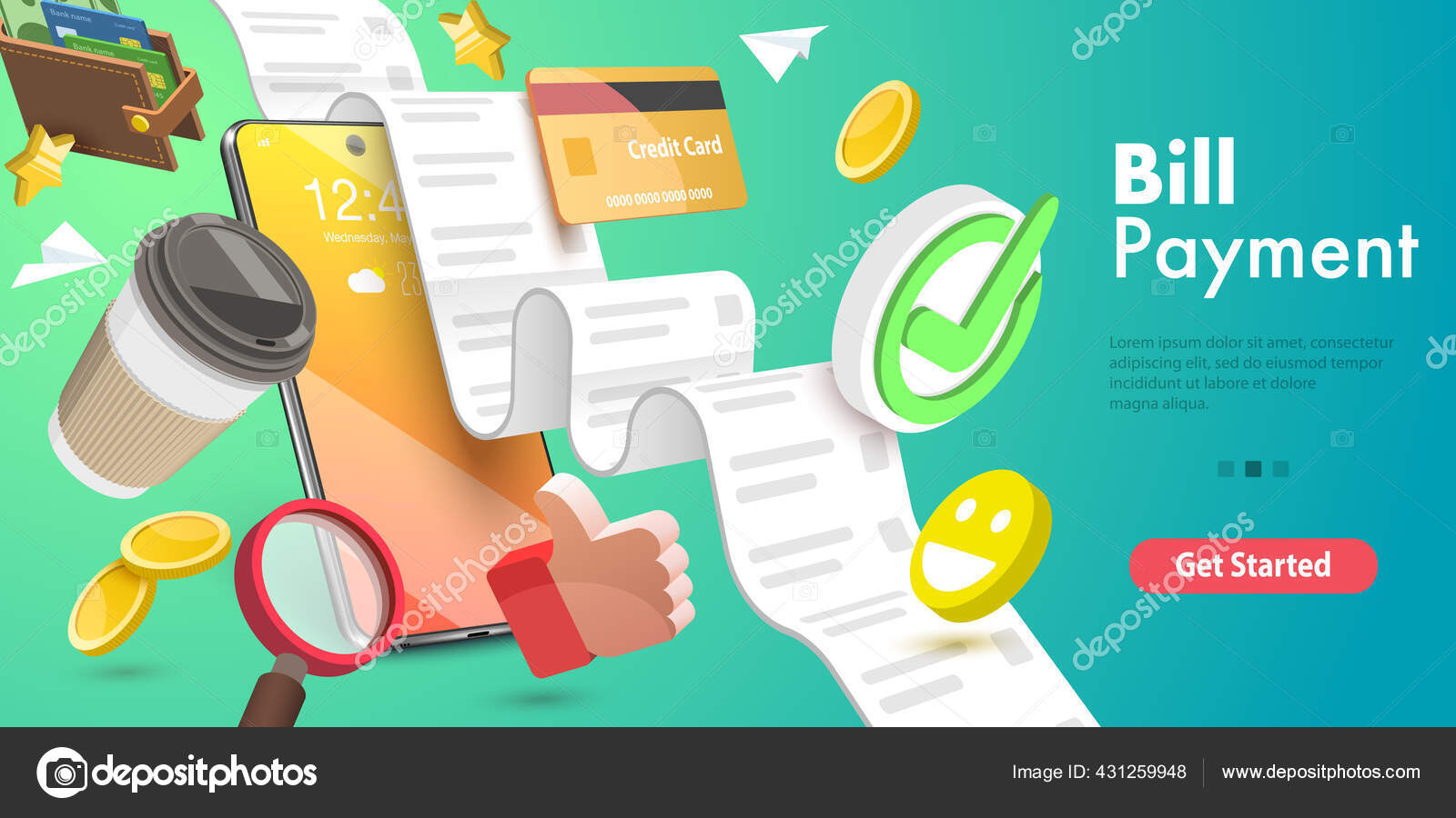 ビル決済の3dベクトル概念図 モバイルバンキングアプリ ストックベクター C Tarik Vision