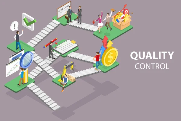 3D Isometric Vector Conceptual Illustration of Quality Control. — 스톡 벡터