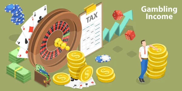 3D Isometrischer flacher Vektor Konzeptuelle Illustration von Glücksspiel Legal Income. — Stockvektor