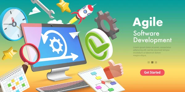 3D Vector conceptual Illustration of Agile Software Methodology. — 스톡 벡터