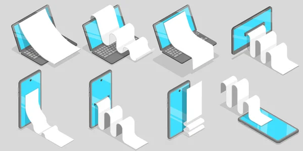 Illustrazione concettuale concettuale del vettore piatto isometrico 3D di pagamento della fattura. — Vettoriale Stock