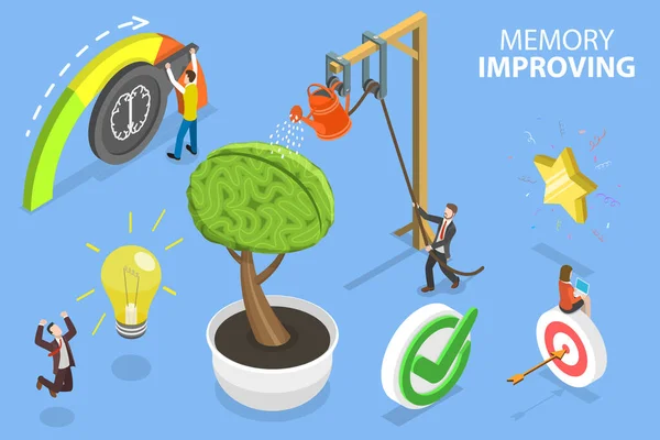 3D Isometric Flat Vector Conceptual Illustration of Memory Improving. — 스톡 벡터