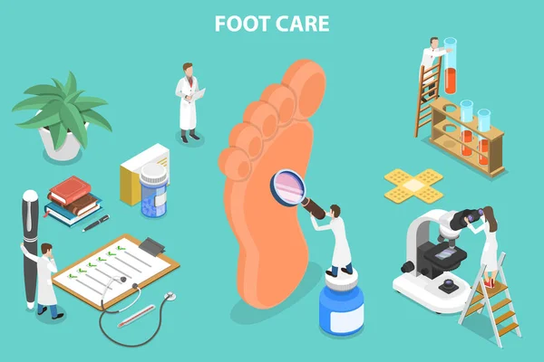 3D Isometric płaski wektor konceptualny Ilustracja pielęgnacji stóp, Podiatrist. — Wektor stockowy