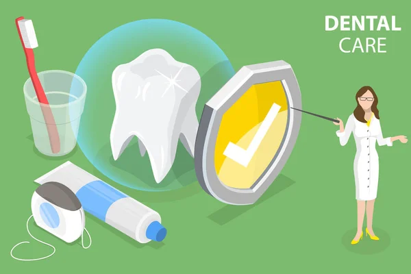 Illustrazione concettuale del vettore piatto isometrico 3D della cura dentale. — Vettoriale Stock