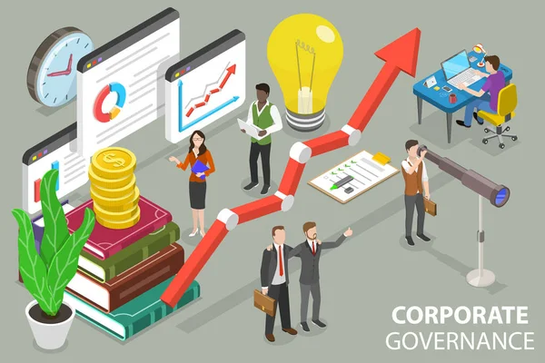 3D Isometric Flat Vector Conceptual Illustration of Corporate Government. - Stok Vektor