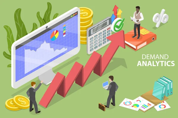 3D Isometric Flat Vector Conceptual Illustration of Demand Analytics. — 스톡 벡터