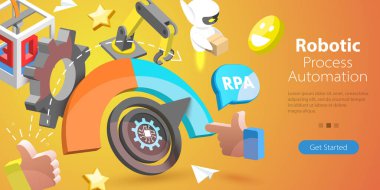 RPA 'nın 3B Kavramsal İllüstrasyonu - Robotik Süreç Otomasyonu