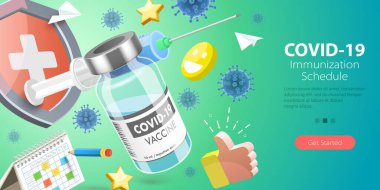 3D Vector Conceptual Illustration of COVID-19 Immunization Schedule clipart