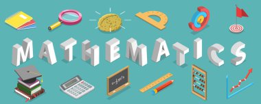 3B Isometric Düz Vektör Matematiğin Kavramsal İllüstrasyonu