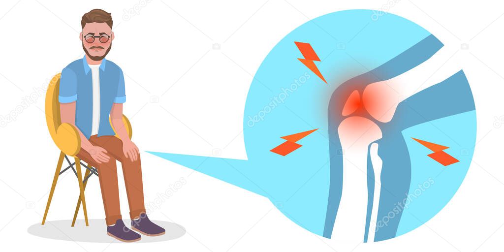 3D Isometric Flat Vector Conceptual Illustration of Knee Problems
