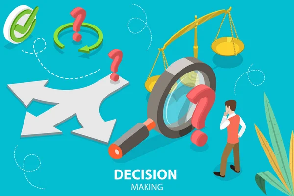 3D Isometric Flat Vector Conceptual Illustration of Decision Making — 스톡 벡터