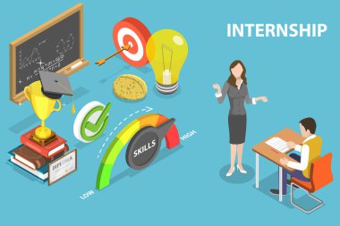 3D Isometric Flat Vector Conceptual Illustration of Internships Work Experience clipart