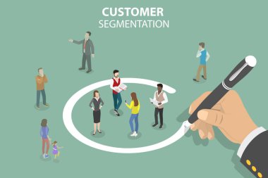 3B Isometric Düz Vektör Müşteri Bölümünün Kavramsal İllüstrasyonu