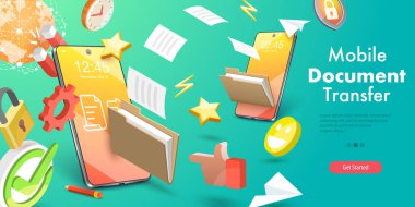 Mobil Belge Aktarımı 'nın 3B Vektör Kavramsal ResmiComment