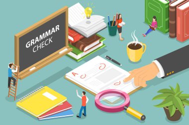3B Isometric Düz Vektör Gramer Denetimi Kavramsal İllüstrasyonu