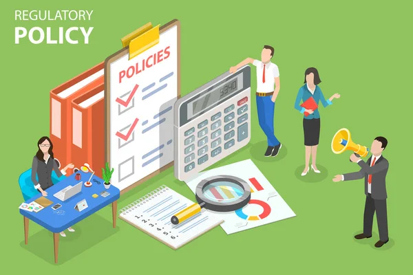 3D Isometric Flat Vector Conceptual Illustration of Regulatory Policy — Stock Vector
