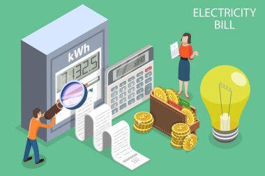 3D Isometric Düz Vektör Elektrik Tasarısı Kavramsal ResmiComment