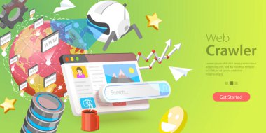 Web Sürüngeninin 3B Vektör Kavramsal ResmiComment