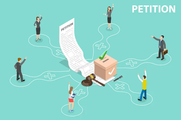 3D Isometric Flat Vector Conceptual Illustration of Petition — 스톡 벡터