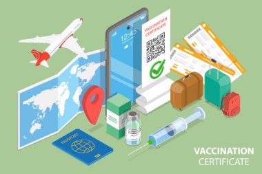 3B Isometric Düz Vektör Aşılama Sertifikasının Kavramsal İllüstrasyonu