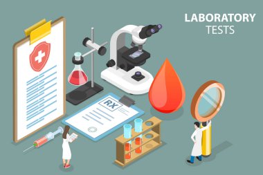 3D Isometric Flat Vector Conceptual Illustration of Laboratory Tests clipart