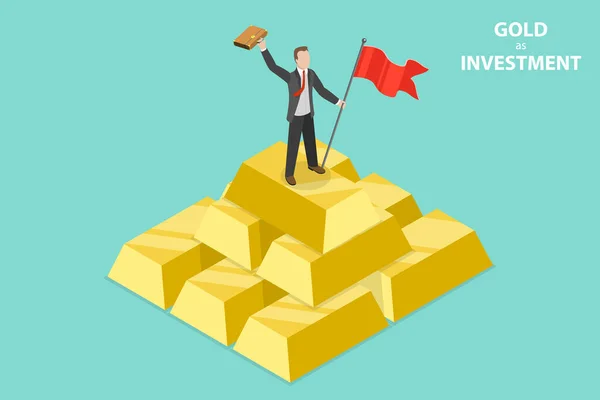 Illustrazione concettuale isometrica piatta 3D dell'oro come investimento — Vettoriale Stock