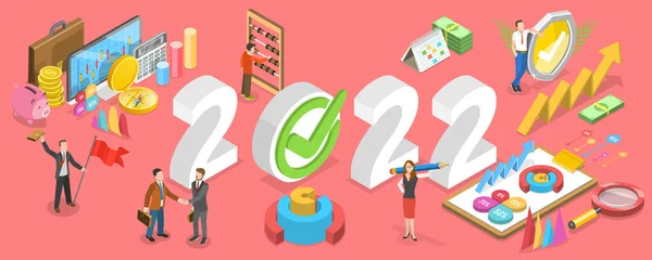 3D Isometric Flat Vector Conceptual Illustration of 2022 Financial Year — Stockový vektor