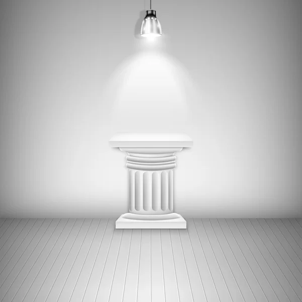 Illuminated Blank Pedestal In Gallery. — Stock Vector