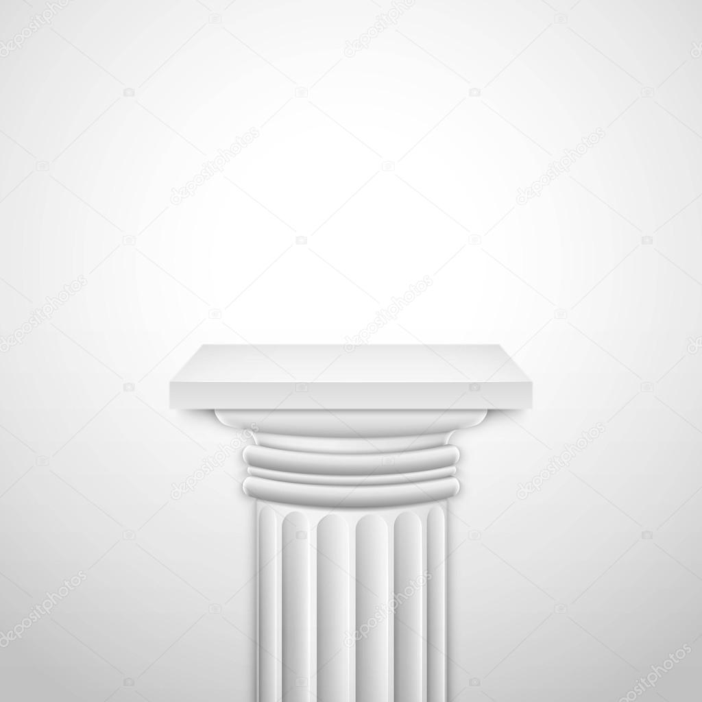 Realistic Classic Empty White Column.
