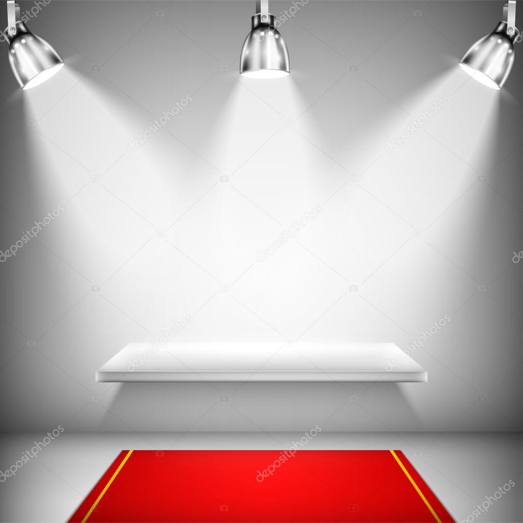 Illuminated Shelf With Red Carpet