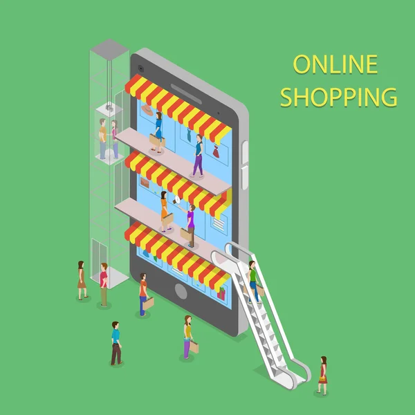 Shopping online Isometrica Concetto Illustrazione . — Vettoriale Stock