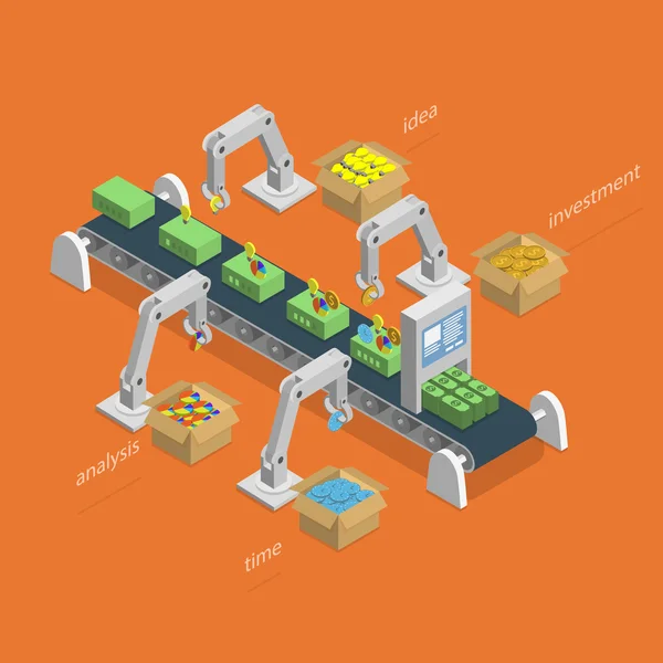 Money Making Process Isometric Concept. — Stock Vector