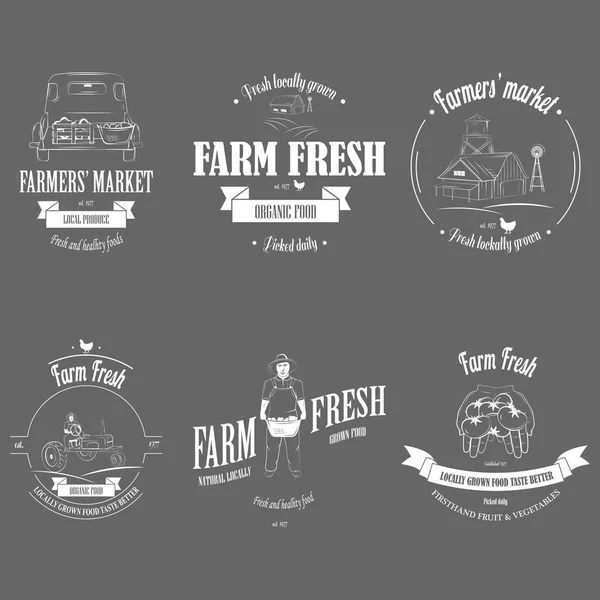 Ensemble de badges pour produits frais agricoles . — Image vectorielle