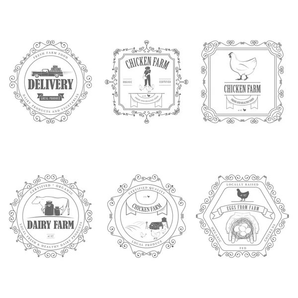 Emblemas de produtos agrícolas com ornamento . —  Vetores de Stock
