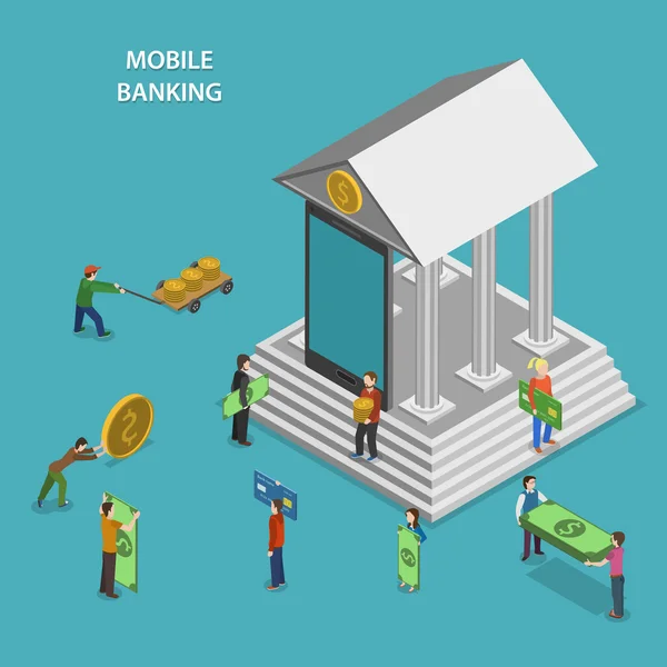 Mobile Banking Vector plate isométrique Concept. Graphismes Vectoriels