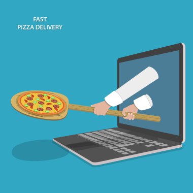 Hızlı Pizza teslimat vektör çizim. 