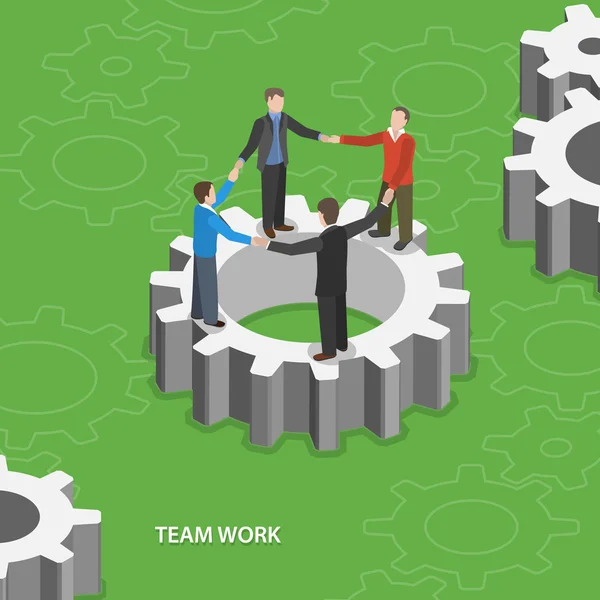 Team work flat isometric vector concept. — Stock Vector