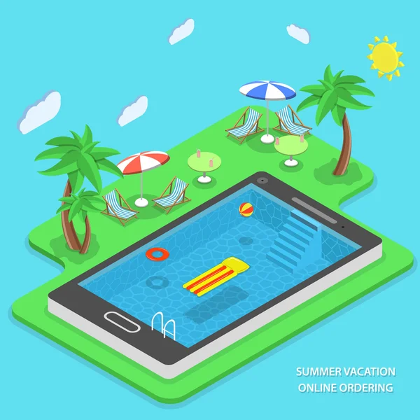 Summer vacation online ordering vector concept. — Stock Vector