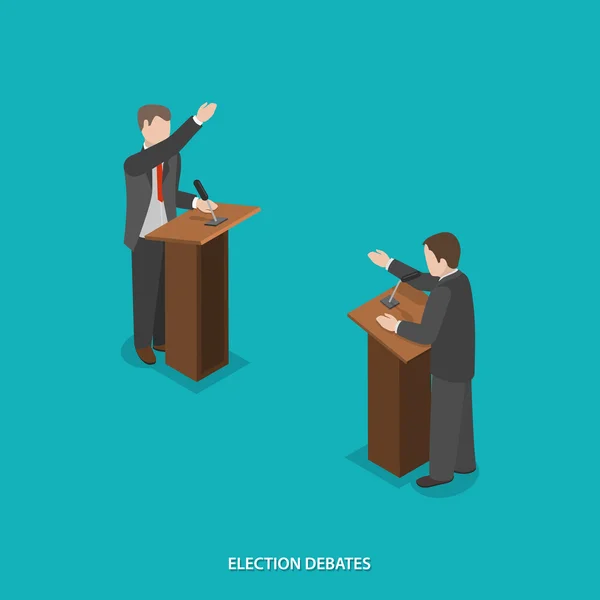 Debates electorales vector isométrico plano . — Archivo Imágenes Vectoriales