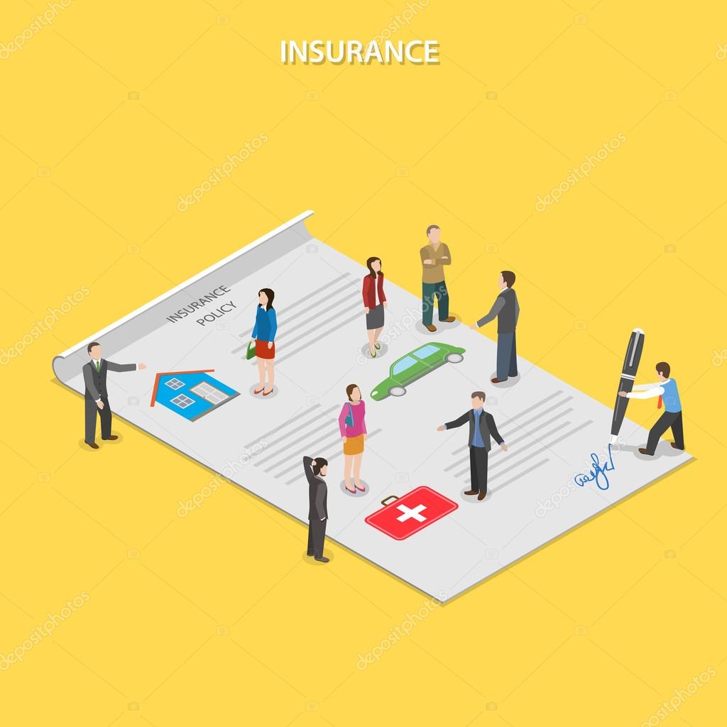 Insurance policy flat isometric vector concept. 