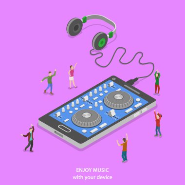 Müzik izometrik düz vektör konsepti keyfini çıkarın. 