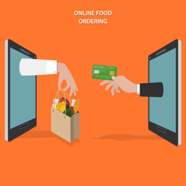 Online yemek sipariş düz vektör kavramı.