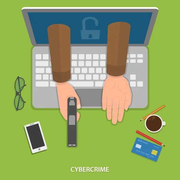 Cybercrime flat vector concept. — Stock Vector