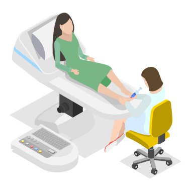 Kozmetik Prosedürlerin 3D Isometric Düz Vektör İllüstrasyonu, Yaşlanma Karşıtı Tedavi. Madde 3