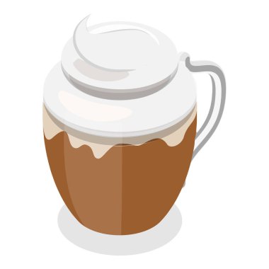 3D Isometric Flat Vector kahve seti, Cafe Menü. Madde 9