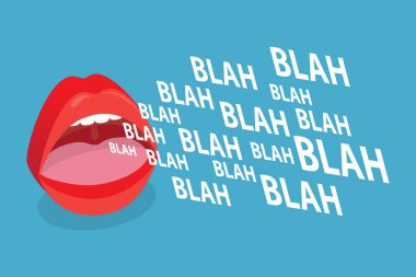 Blah Blah Blah 'ın 3D Isometric Düz Vektör İllüstrasyonu, Ağızdan Konuşma ve Dedikodu